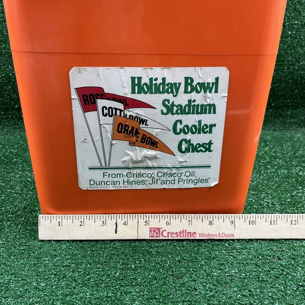 Vintage Holiday Bowl Edition Orange White Hard Plastic Cooler‎ 15 qt By Family
